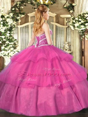 Aqua Blue Lace Up Sweetheart Beading and Ruffled Layers Sweet 16 Dress Tulle Sleeveless