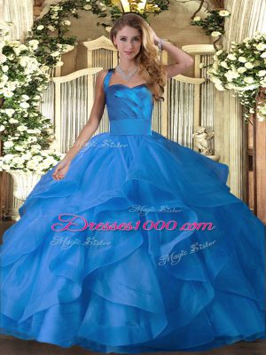 Dazzling Sleeveless Lace Up Floor Length Ruffles 15 Quinceanera Dress