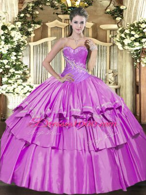 Stylish Floor Length Lilac Quinceanera Dress Sweetheart Sleeveless Lace Up