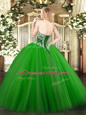 Pretty Floor Length Olive Green Sweet 16 Quinceanera Dress Tulle Sleeveless Beading