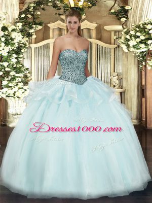Luxurious Sleeveless Beading and Ruffles Lace Up Quinceanera Gown