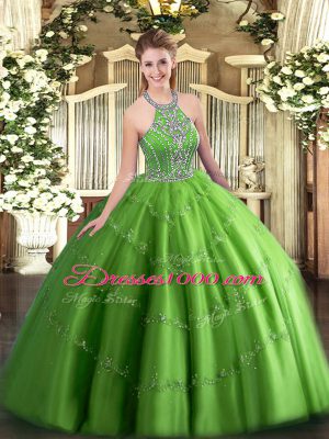 Simple Floor Length Lace Up Vestidos de Quinceanera for Military Ball and Sweet 16 and Quinceanera with Beading and Appliques