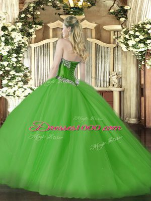 Adorable Olive Green Ball Gowns Beading 15 Quinceanera Dress Lace Up Tulle Sleeveless