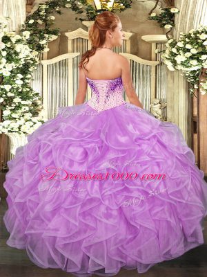 Top Selling Peach Sleeveless Beading and Ruffles Floor Length Vestidos de Quinceanera