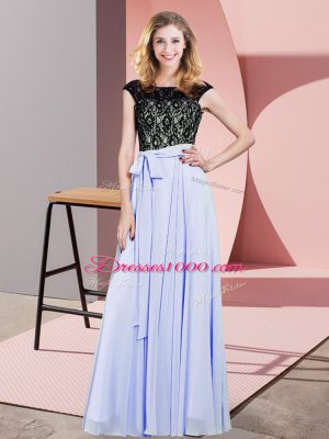 Elegant Lavender Sleeveless Chiffon Lace Up Homecoming Dress for Prom and Party