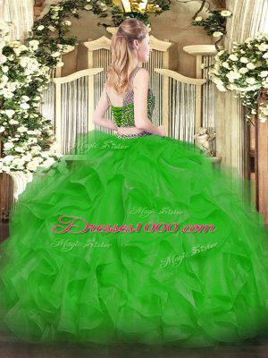 Sleeveless Beading and Ruffles Lace Up Sweet 16 Dresses