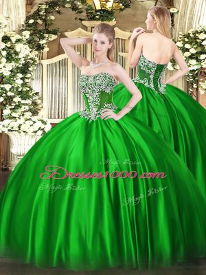 Floor Length Green Sweet 16 Quinceanera Dress Strapless Sleeveless Lace Up