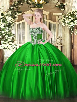 Floor Length Green Sweet 16 Quinceanera Dress Strapless Sleeveless Lace Up