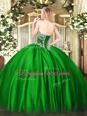 Floor Length Green Sweet 16 Quinceanera Dress Strapless Sleeveless Lace Up