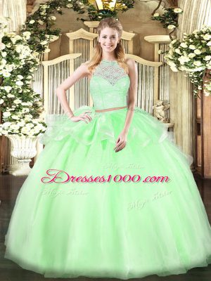 Wonderful Scoop Sleeveless Tulle Quinceanera Dress Lace Zipper