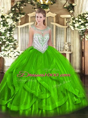 Sleeveless Tulle Zipper Ball Gown Prom Dress for Military Ball and Sweet 16 and Quinceanera