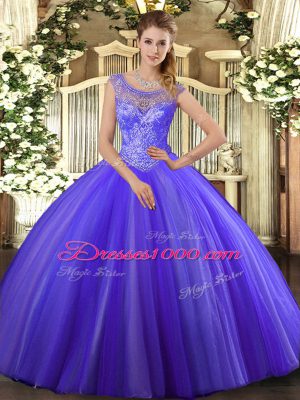 Fantastic Lavender Sleeveless Tulle Lace Up Vestidos de Quinceanera for Sweet 16 and Quinceanera