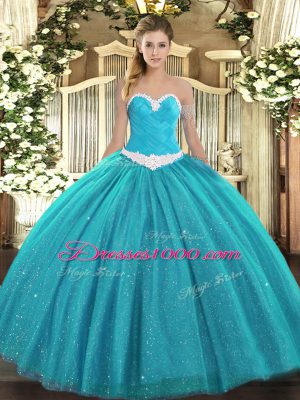 Vintage Sweetheart Sleeveless Tulle Quinceanera Dresses Appliques Lace Up