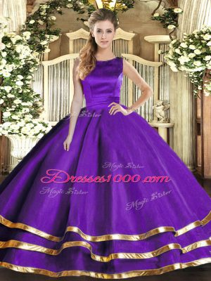 High Quality Floor Length Ball Gowns Sleeveless Purple Ball Gown Prom Dress Lace Up