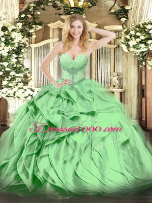 Quinceanera Gowns Military Ball and Sweet 16 and Quinceanera with Beading and Ruffles Sweetheart Sleeveless Lace Up