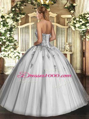 High Quality Sweetheart Sleeveless Tulle Quinceanera Dresses Beading Lace Up