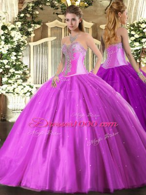 Customized Floor Length Ball Gowns Sleeveless Lilac Sweet 16 Dress Lace Up