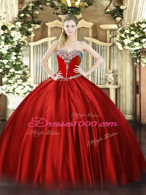 Vintage Floor Length Lace Up Quinceanera Dresses Wine Red for Military Ball and Sweet 16 and Quinceanera with Beading