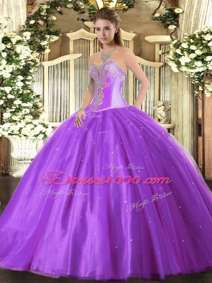 Enchanting Sleeveless Lace Up Floor Length Beading Ball Gown Prom Dress