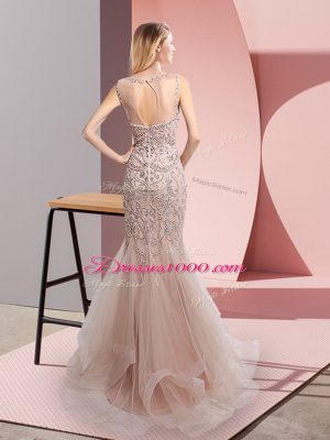 Pretty Champagne Scoop Neckline Beading and Ruffles Teens Party Dress Sleeveless Zipper