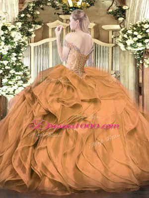 Sleeveless Lace Up Floor Length Beading and Ruffles Vestidos de Quinceanera