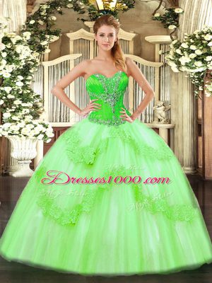 Superior Sweetheart Lace Up Beading and Ruffles Quinceanera Gown Sleeveless