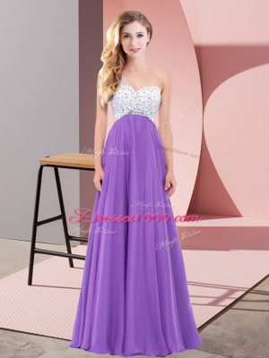 Charming Eggplant Purple Sleeveless Chiffon Lace Up Prom Evening Gown for Prom and Party