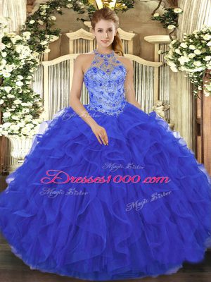 Beauteous Organza Sleeveless Floor Length Ball Gown Prom Dress and Beading and Embroidery and Ruffles