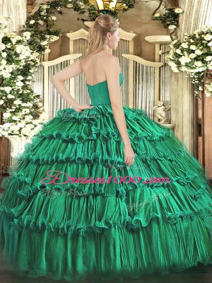 Glorious Royal Blue Ball Gowns Strapless Sleeveless Organza Floor Length Zipper Ruffled Layers Sweet 16 Dresses