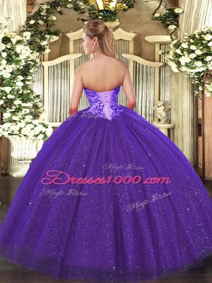 Gorgeous Floor Length Teal 15 Quinceanera Dress Tulle and Sequined Sleeveless Appliques