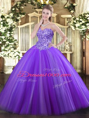 Sleeveless Lace Up Floor Length Appliques Vestidos de Quinceanera