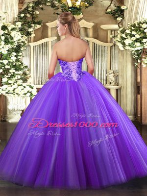 Sleeveless Lace Up Floor Length Appliques Vestidos de Quinceanera