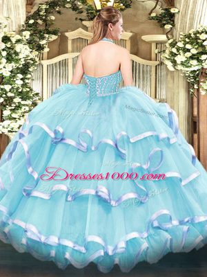 Popular Yellow Green Sleeveless Beading and Ruffled Layers Floor Length Vestidos de Quinceanera