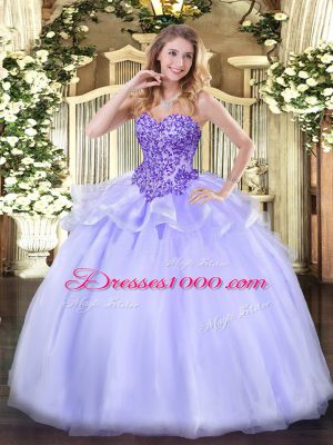Artistic Organza Sleeveless Floor Length Quinceanera Gowns and Appliques
