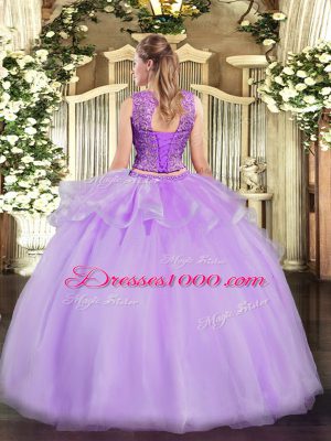 Yellow Green Sleeveless Floor Length Beading Lace Up Quince Ball Gowns