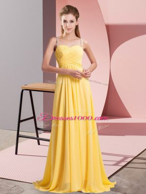 Charming Chiffon Sleeveless Floor Length Casual Dresses and Ruching