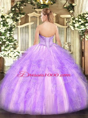 Light Blue Lace Up V-neck Beading and Ruffles Sweet 16 Dress Organza Sleeveless