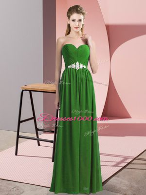 Modest Green Sleeveless Chiffon Lace Up Prom Dresses for Prom and Party