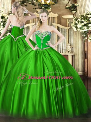 Beautiful Sleeveless Floor Length Beading Lace Up Quinceanera Gown