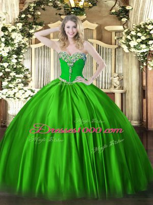 Beautiful Sleeveless Floor Length Beading Lace Up Quinceanera Gown
