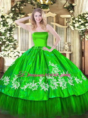 Ideal Sleeveless Floor Length Embroidery Zipper Quinceanera Dress with