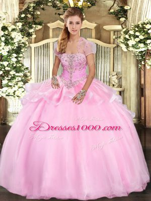 Organza Sleeveless Floor Length 15 Quinceanera Dress and Appliques