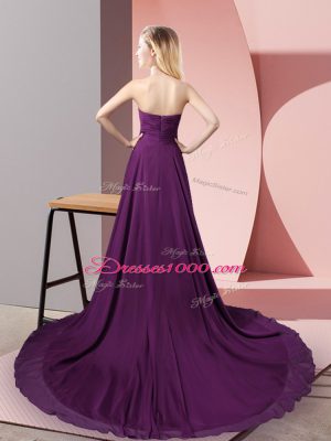 Elegant Purple Sweetheart Neckline Beading Party Dress for Girls Sleeveless Zipper