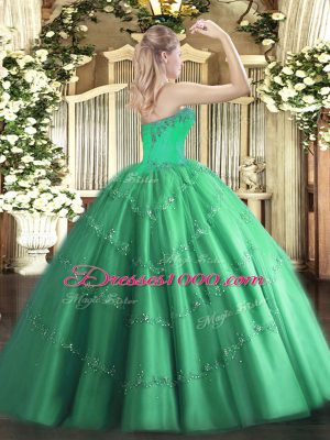 Sweetheart Sleeveless Tulle Quinceanera Gown Beading Lace Up