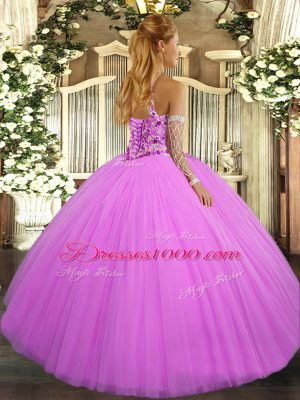 Beautiful Lilac Sleeveless Tulle Lace Up Quinceanera Dress for Sweet 16 and Quinceanera