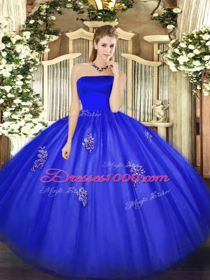 Extravagant Floor Length Ball Gowns Sleeveless Blue Vestidos de Quinceanera Zipper