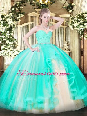 Free and Easy Floor Length Apple Green Sweet 16 Dress Sweetheart Sleeveless Zipper