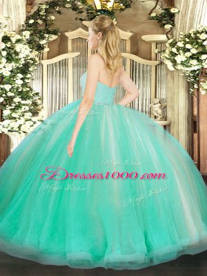 Free and Easy Floor Length Apple Green Sweet 16 Dress Sweetheart Sleeveless Zipper