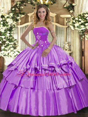 Flirting Floor Length Ball Gowns Sleeveless Lavender Sweet 16 Dresses Lace Up