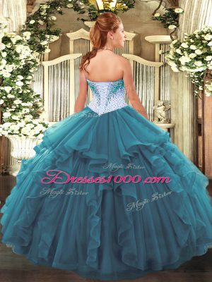 High End Sweetheart Sleeveless Tulle Quinceanera Dress Beading Lace Up